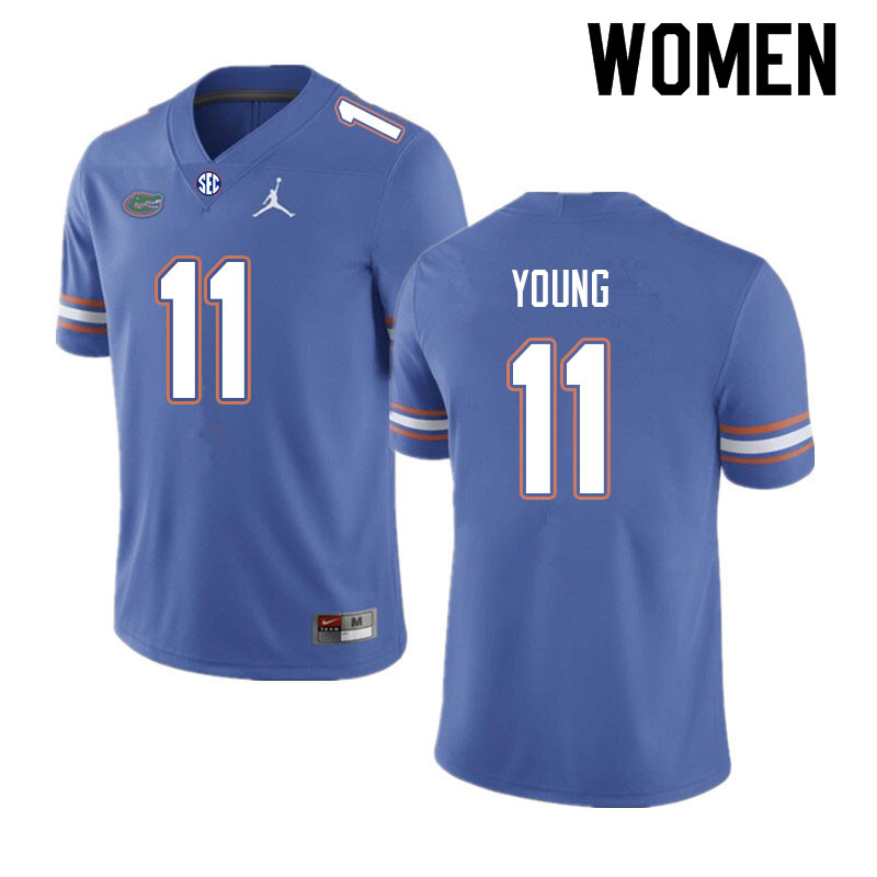 Women #11 Jordan Young Florida Gators College Football Jerseys Sale-Royal